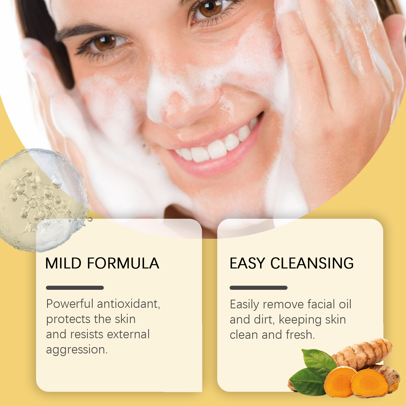 Sapun s limunskom kurkumom i kojičnom kiselinom, čišćenje pora, vlaženje i omekšavanje kože Okrugli sapun za čišćenje_voghion.com