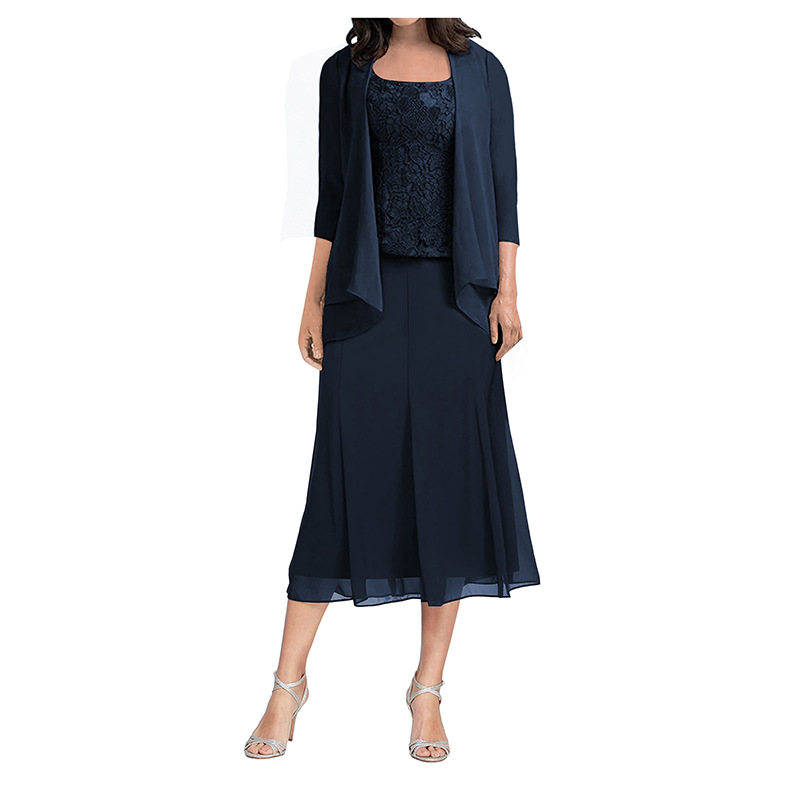 Comercio exterior Amazon vestido de noche de mujer nuevo matrimonio dos piezas temperamento delgado sin mangas fiesta regalos de celebridades medianos y largos