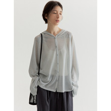 [共线]COLNE夏季新款通勤亚麻连帽毛织清凉干爽宽松防晒开杉C5137