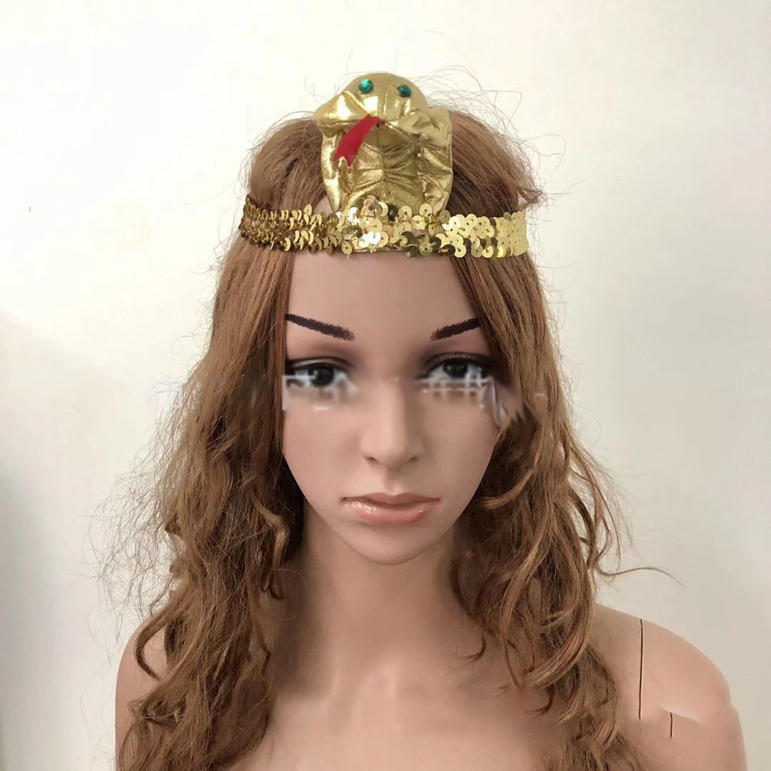 Halloween egipcio cobra headwear mujeres egipcio traje accesorios oro cuentas diadema Faraón lentejuelas accesorios para el cabello
