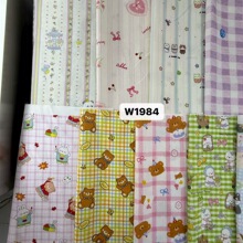 W1984卡通熊可爱卡通印花棉布料童装睡衣家居服新款面料批发