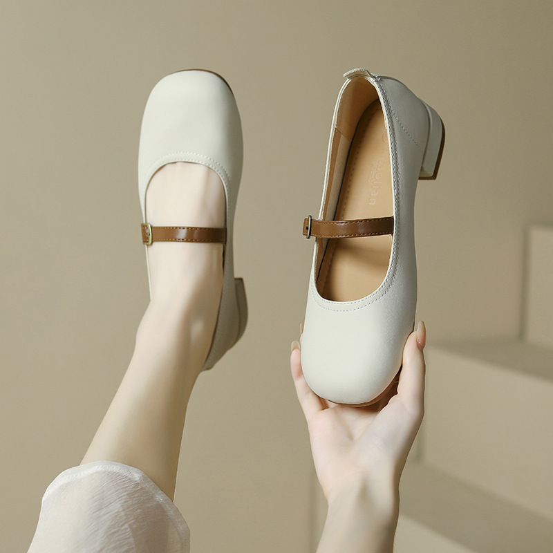Genuine French For Women, Summer Shallow Soft Leather Flat Cross-Strap Mary Jane Shoes, Brown College Style Single Shoes_vogvips.com