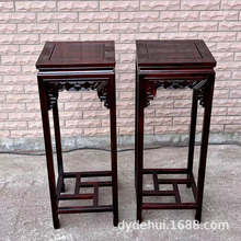 印尼黑酸枝花架阔叶黄檀盆景架红木落地绿萝架子双层室内高花几