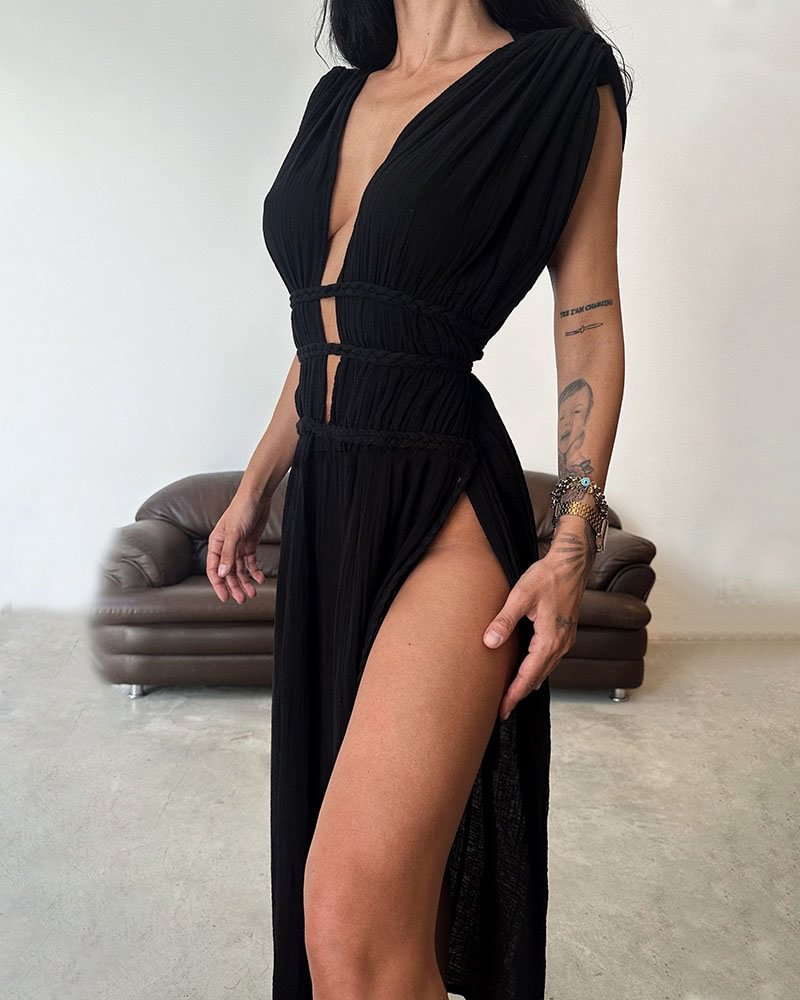 245g Weight Maxi Long Dress Dress Length Type Sleeveless Sleeve Length Tank Dress Dresses Type Linen Fabric Type Mid Waist Waist Line Holiday, Daily Occasion Deep V Neckline Regular Fit Fit Type Solid Color Pattern Summer Season Women's Gender Streetwear Style Wholesale Women's Streetwear Solid Color Holiday Daily Deep V Sleeveless Tank Dress 10