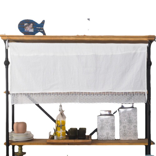 Le Xuanxiu INS-style white pure cotton short curtain finished product, simple coffee-colored half curtain directly supplied by manufacturer