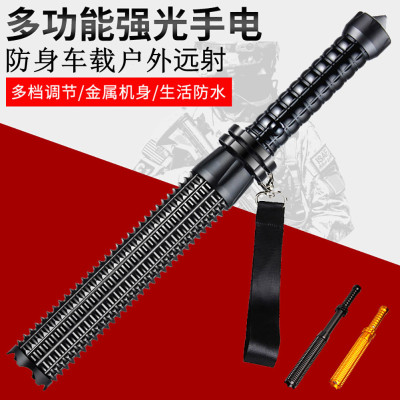 狼牙棒手电筒强光充电户外巡逻伸缩变焦加长防水远射车载破窗手电|ms