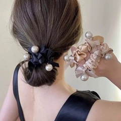 珍珠蝴蝶结大肠发圈女气质低马尾头绳丸子头发饰皮筋扎头耐用网红