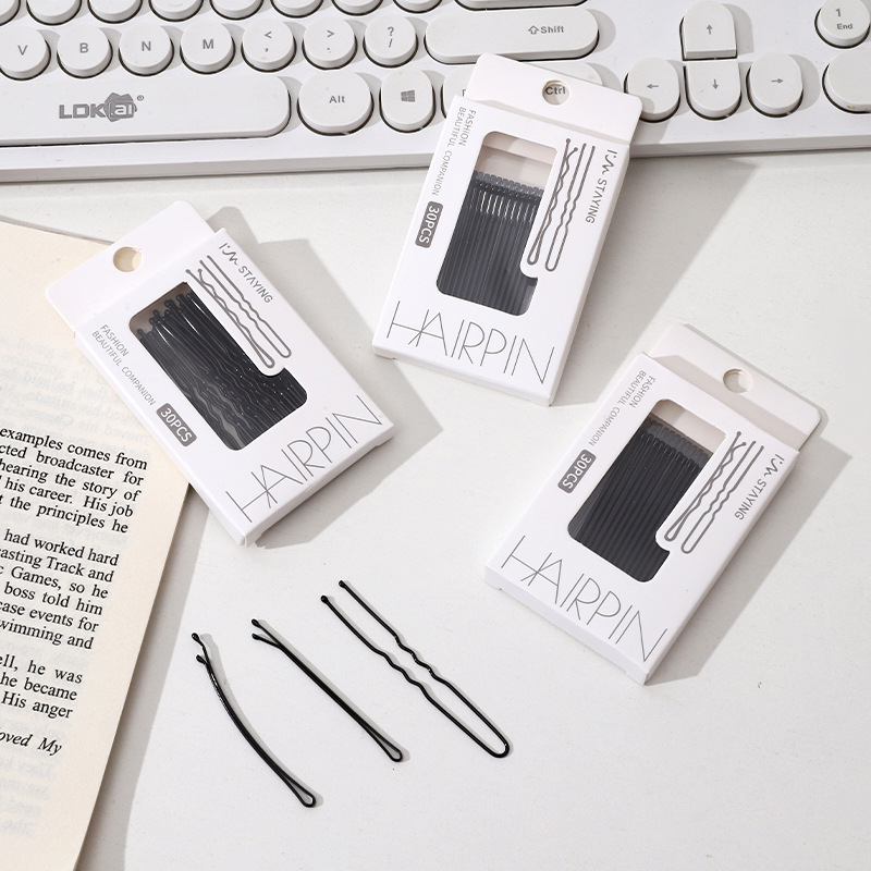 碎发黑色一字夹发夹女后脑勺发卡侧边前额刘海夹岁发夹U型针发夹