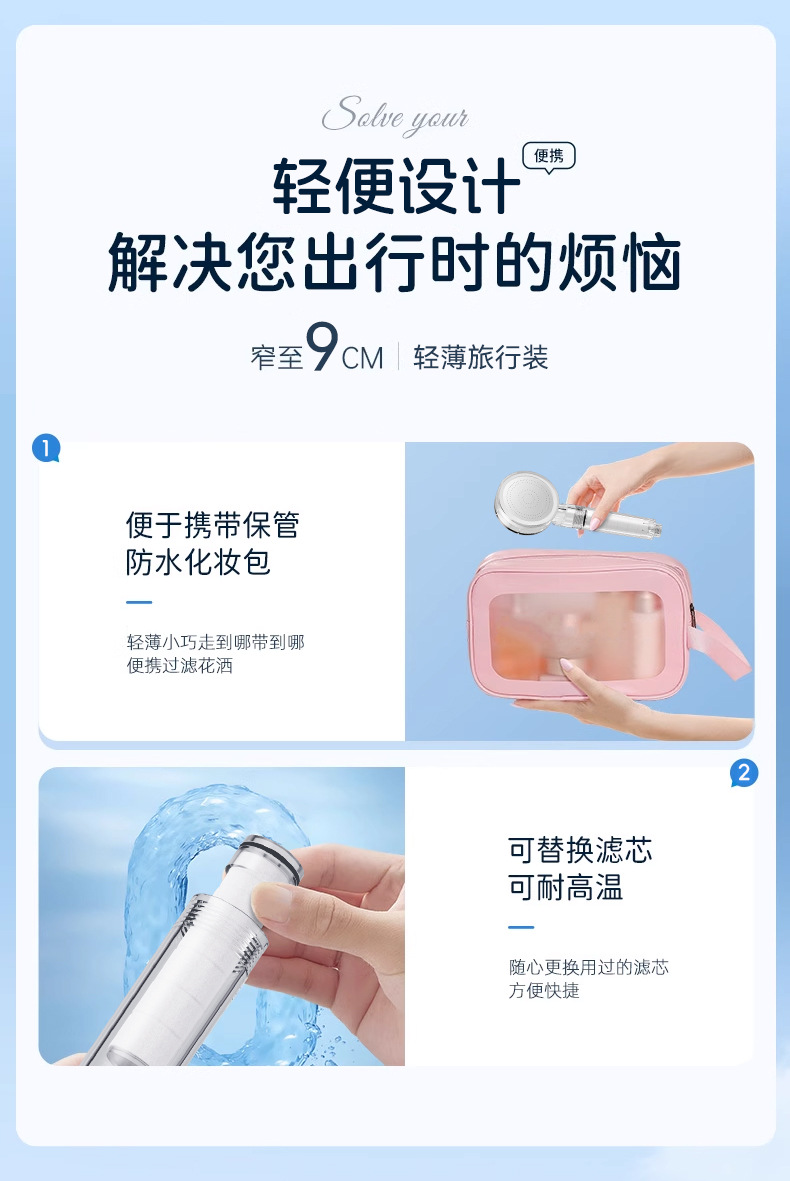 ins pressurized soft water filtration showerhead, acrylic household dual chlorine removal and antibacterial water purification shower head undefined