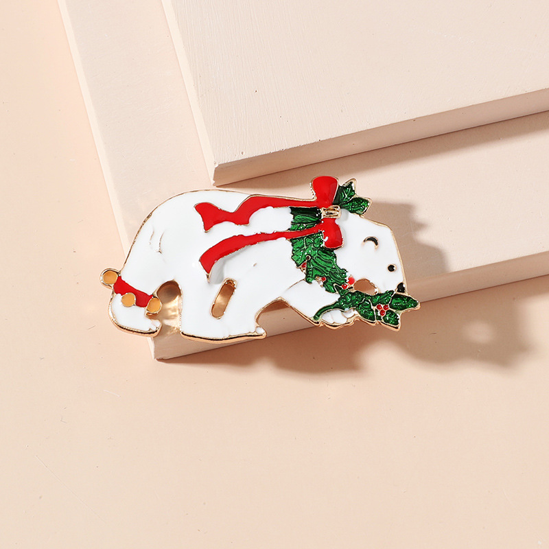 Broche de oso polar con lazo de aleacin de Navidad al por mayor Nihaojewelrypicture2