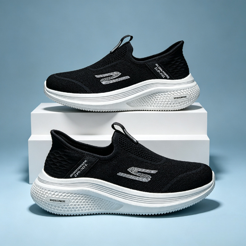 No-Bending Slip-On Men's Shoes with Three-Dimensional Heel, Breathable Mesh, Ultra-Lightweight, Thick-Soled, Non-Slip, Unisex Cushioning Shoes