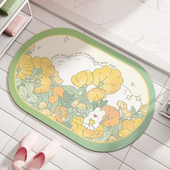 Ins-style diatomaceous earth water-absorbent soft mat bathroom entryway anti-slip mat for shower room toilet door foot mat rug