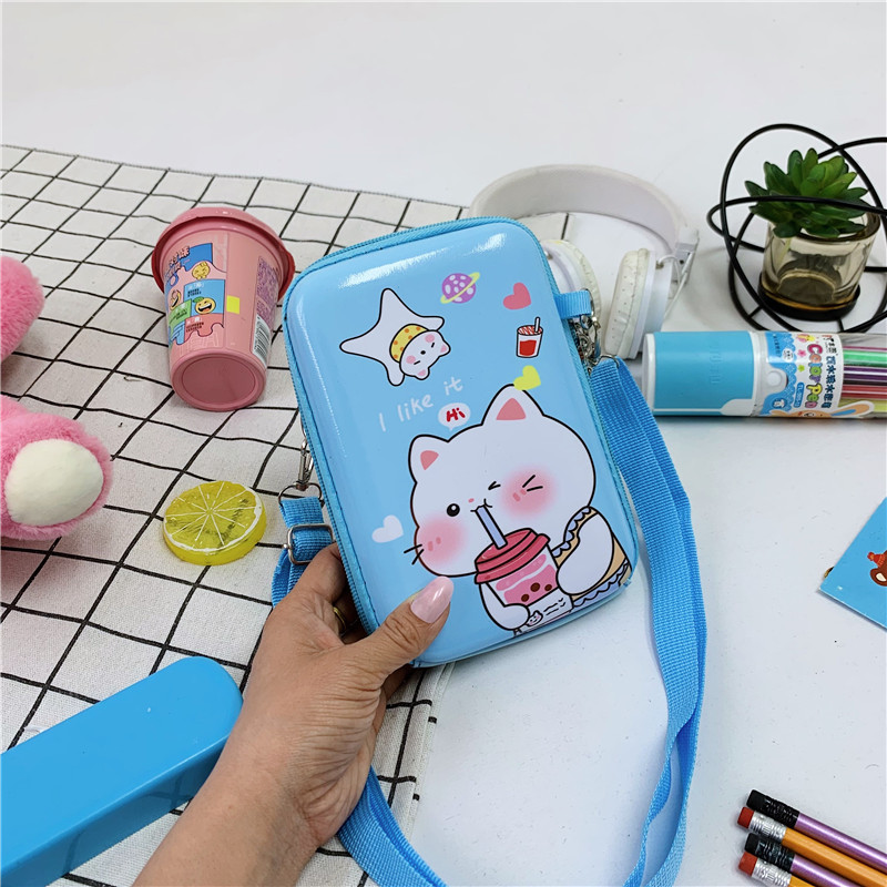 Lindo viaje de los niños de dibujos animados cambio pequeño bolso femenino nuevo teléfono móvil bolso bebé hombro crossbody bolsa de almacenamiento de moda