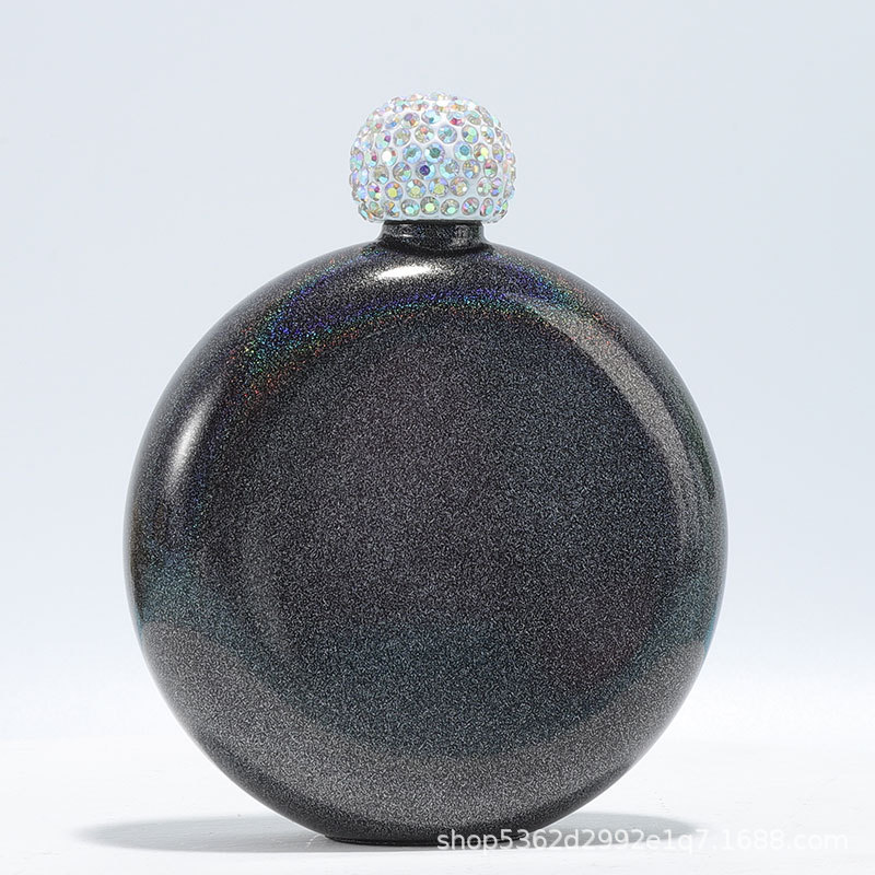 Regalo de gama alta Amazon transfronteriza 304 olla de vino de acero inoxidable pintura brillante cubierta de diamante 5oz ronda portátil Dama