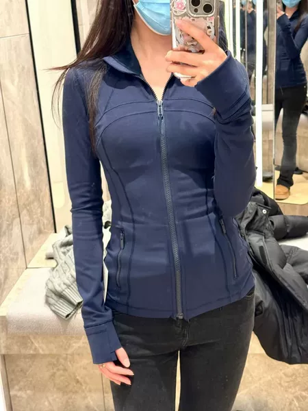 Navy blue stand-up collar jacket
