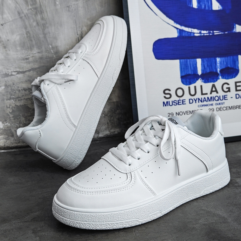 Zapatos de skate baja para hombres de moda de otoño 2024 nuevos zapatos blancos populares en línea, zapatos casuales de suela gruesa para hombres jóvenes