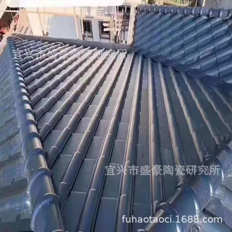 防水性强新中式屋面罗曼瓦灰色单波陶瓷瓦农村民宿陶土瓦可安装
