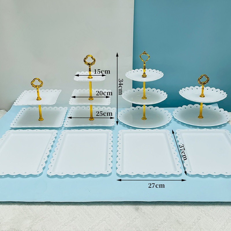 Decoración de postres de cumpleaños estante de exhibición de boda europea estante de frutas estante de pastel de plástico bandeja de bocadillos