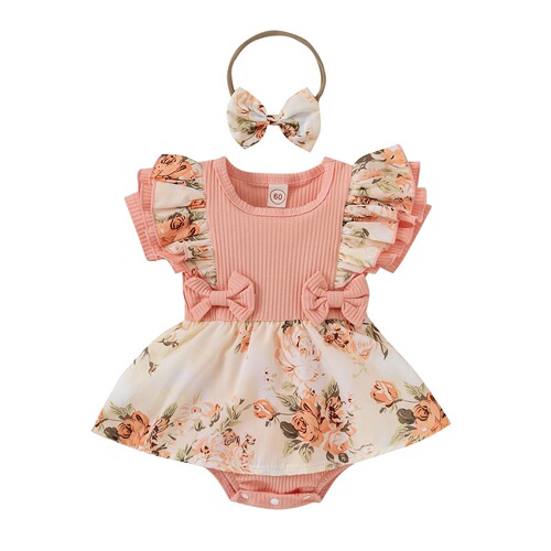 Baby clothes one-piece dress, baby broken lace bow triangle clothes, short-sleeved, 120g cotton one-piece dress