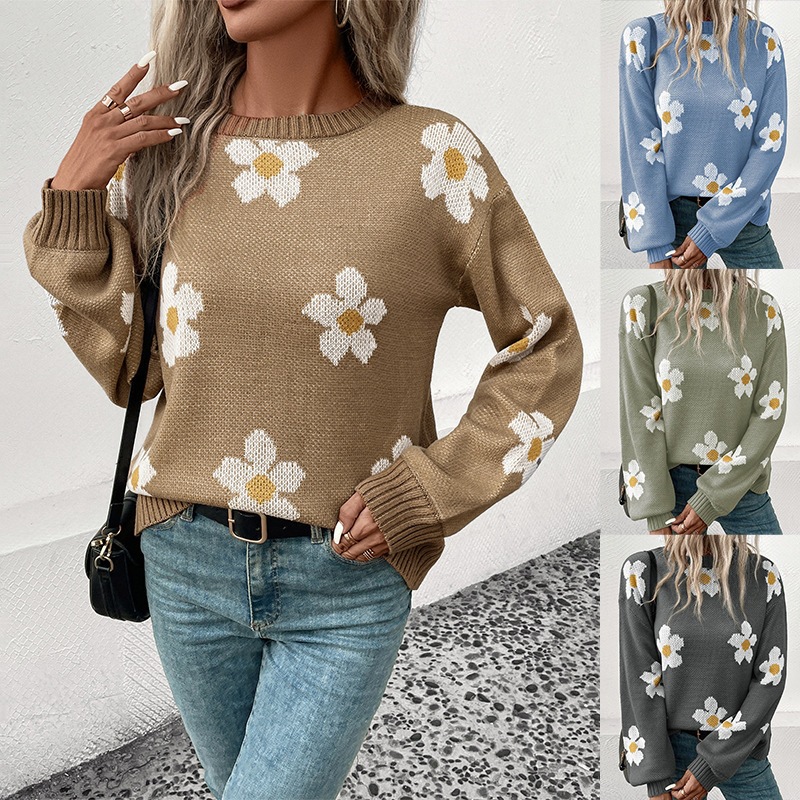 2026 Autumn/Winter Fashionable, Comfortable, Casual, Versatile Long-Sleeved Jacquard Sweater for Women - Amazon Europe & America