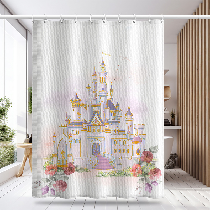 Nordic Architecture Hot-selling Castle-themed European-style Shower Curtain, Supply, Classic Modern Minimalist,_voghion.com