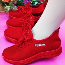 批发飞织女鞋本命年小红鞋广场舞鞋老北京布鞋女妈妈鞋软底健步鞋
