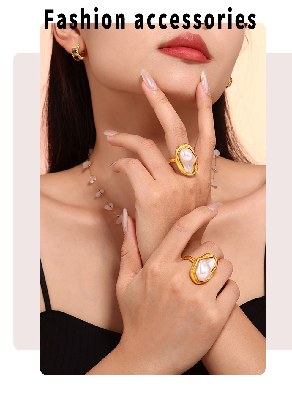 Exaggerated Personality Irregular Imitation Pearl Open Ring French Retro High End Index Finger Ring Light Luxury Ring Jewelry_voghion.com