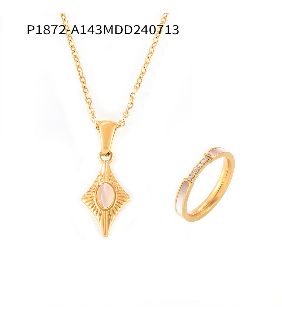 Pendant Necklace And Ring Set With Shell And Star Embellishment_voghion.com