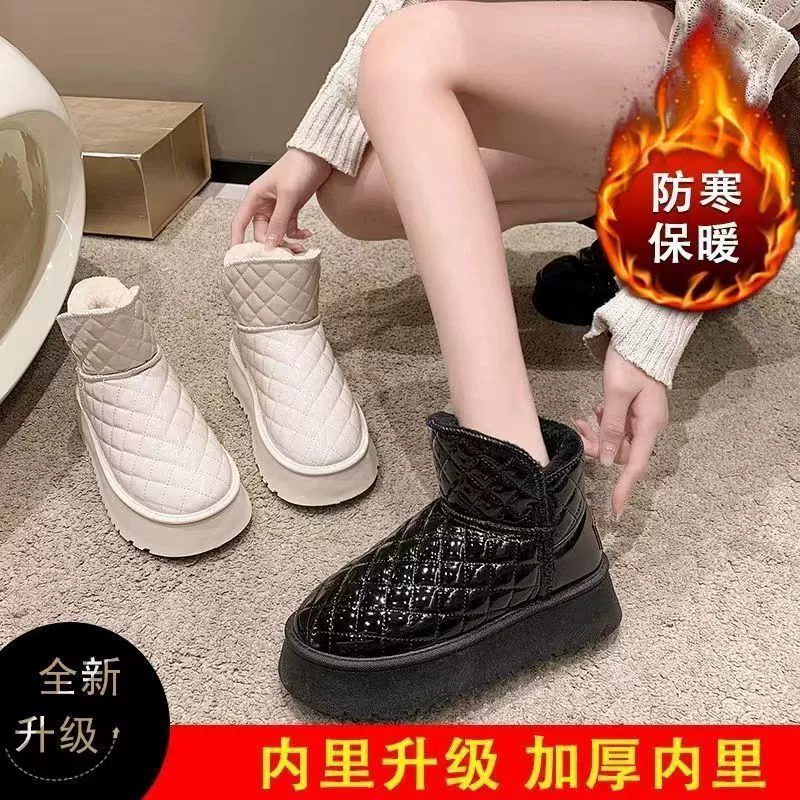 Снежные сапоги женский 2024 новый зимний бархат утолщенный противоскользящий теплая легкая мода женская обувь Академия хлопчатобумажных сапог