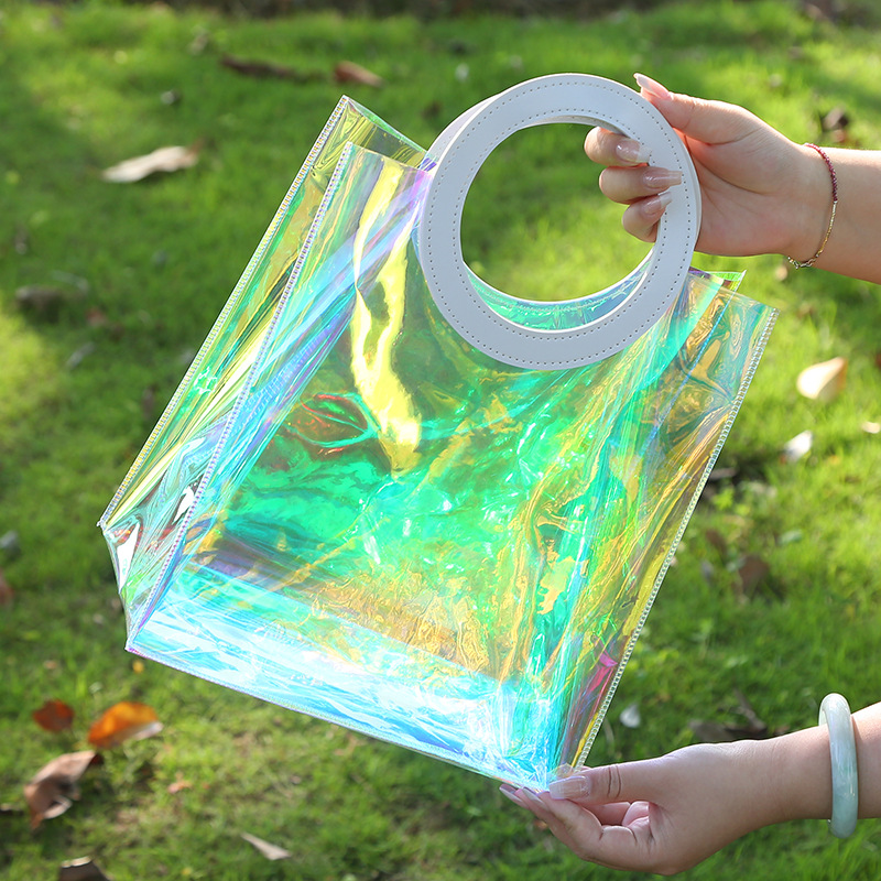 Bolsas de mano láser bolsas personalizadas bolsas de plástico de PVC bolsas de jalea bolsas de regalo transparentes bolsas de regalo transparentes