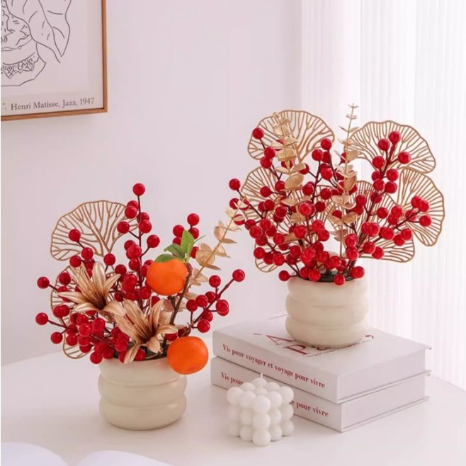 Plantas de imitación de jardinería interior paisajismo decoración de riqueza fruta sala de estar ventana flotante porche TV gabinete decoración de escritorio flores falsas