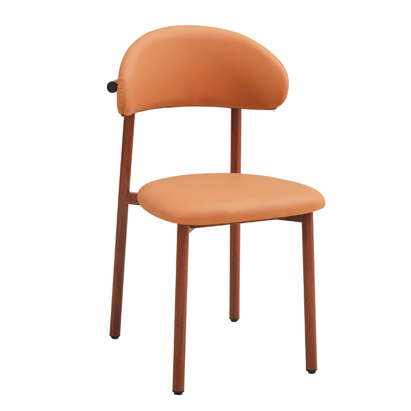 Silla de comedor de lujo ligero, cojín de cuero para el hogar, silla de ocio, silla de recepción de hotel, silla de banquete comercial, silla de comedor