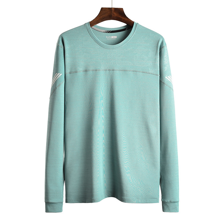 El otoño y el invierno de los hombres de deportes camiseta superior al aire libre de la aptitud de secado rápido de manga larga estiramiento suelto más tamaño en la acción al por mayor A
