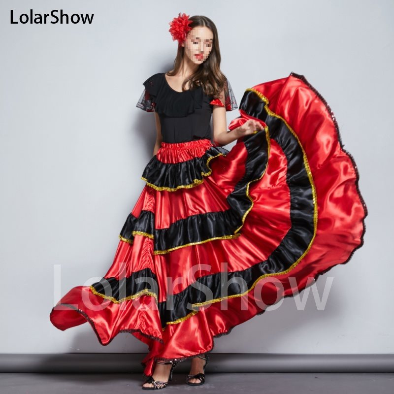 Opening Dance Big Swing Skirt Costume Performance Clothing Spanish Bullfighting Dance Skirt Belly Dance Skirt Big Swing Skirt Half Skirt