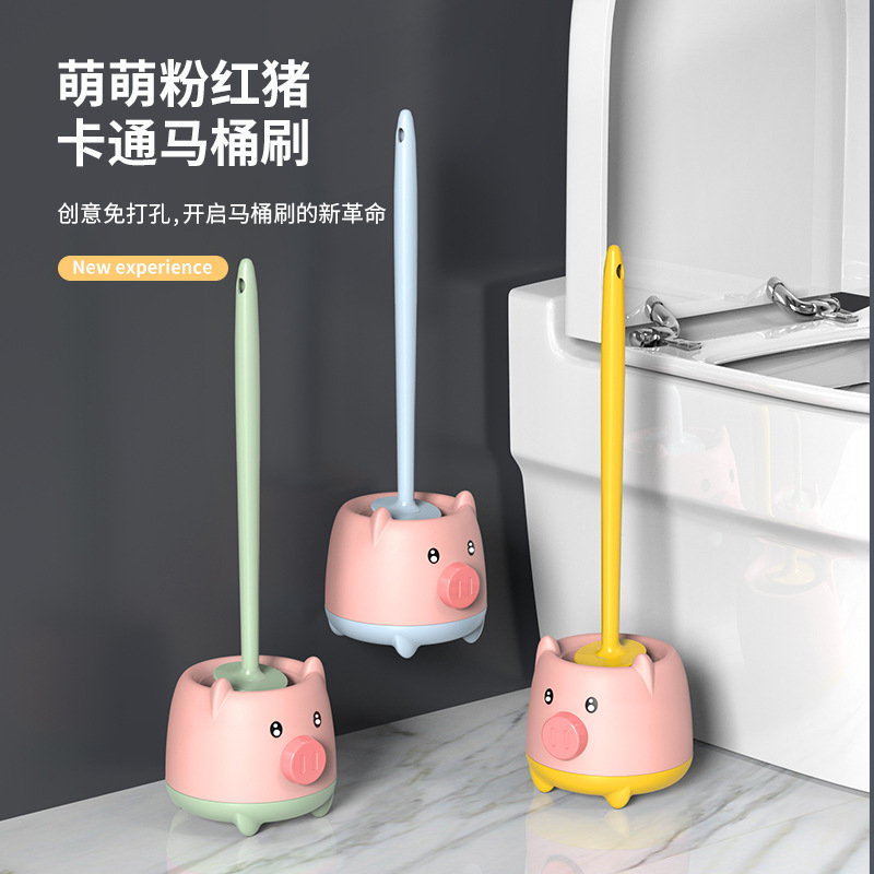 Toilet Brush Set Toilet Cleaning Home Soft Brush No Dead Angle Bathroom Toilet Long Handle Cleaning Brush with Base Wholesale