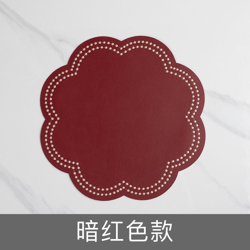 PVC プレースマット刺繍レザープレースマットレストランテーブルマットホームマットエンボス断熱マット防水耐油刺繍プレースマット|undefined