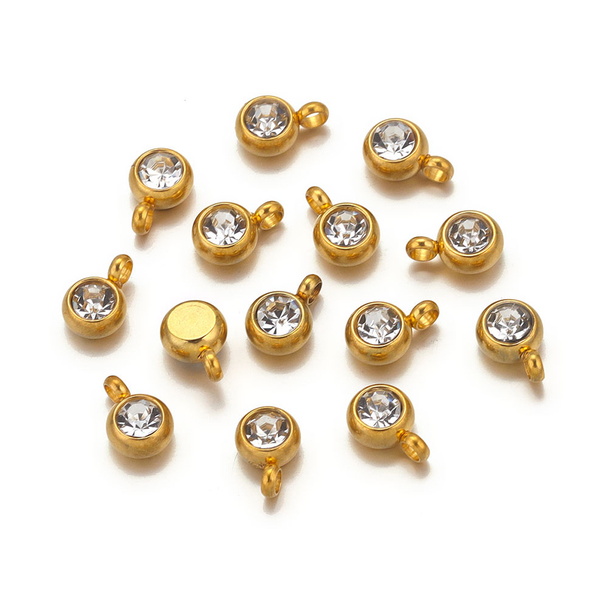 DIY Jewelry Accessories Classification 20 PCS/Package Diameter 6 Mm 304 Stainless Steel PVD Coated Real Gold Plated Geometric Pendant DIY Jewelry Accessories