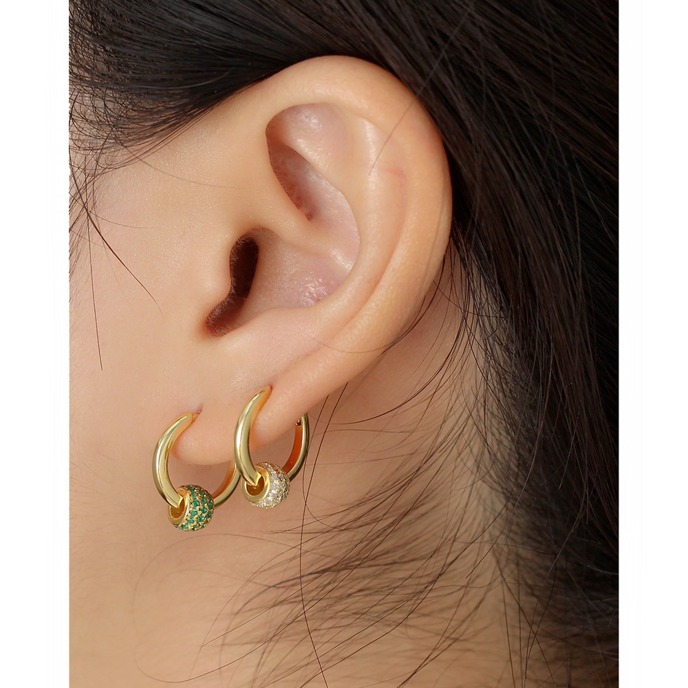 925 Sterling Silver Ear Needle Material 18K Real Gold Plated Plating Material Sweet Geometric Sterling Silver Earrings Plating Metal Turquoise Rhinestone 925 Silver Earrings