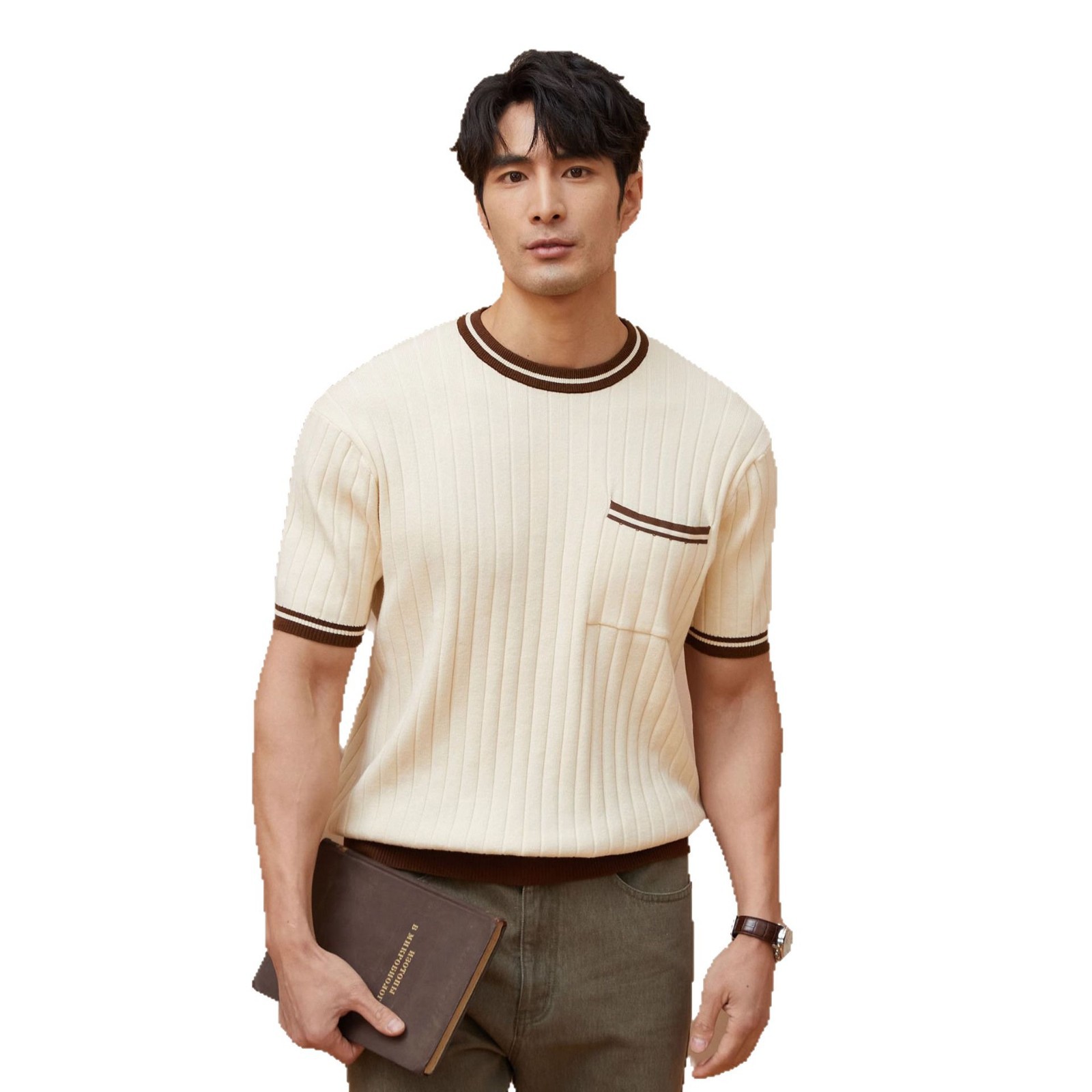 Verano nueva camiseta de manga corta para hombres bolsillo de color delgado comercio exterior al por mayor transfronterizo T-shirt