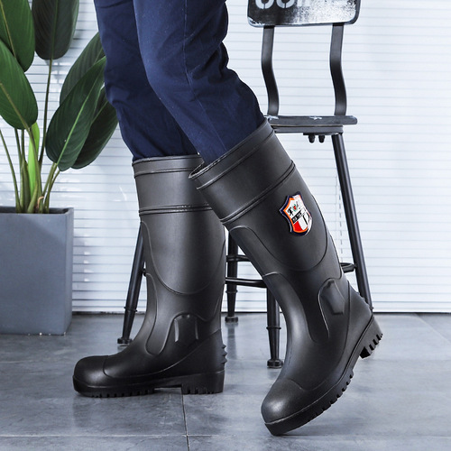 Steel toe and steel sole men's rain boots anti-smash and puncture-proof steel toe toe safety rain boots high-tube insulated welder water shoes wholesale