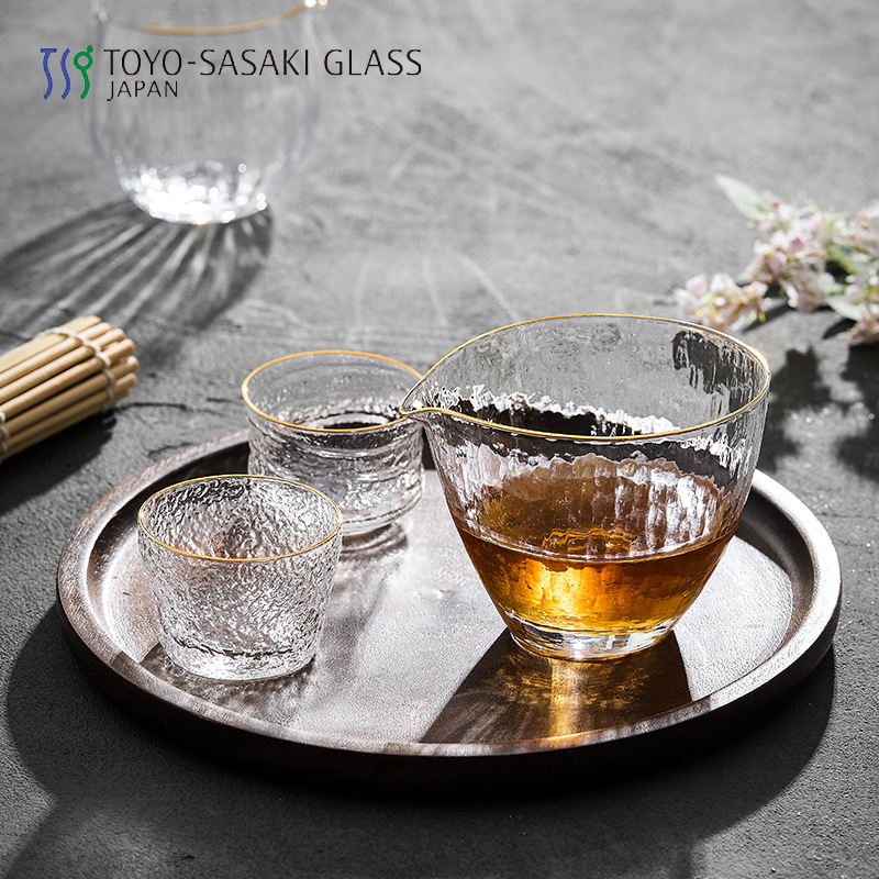 Japanese Imported Oriental Sasaki Hammer-eye Pattern Fair Cup Water Pattern Fair Cup Gold-rimmed Master Cup Glass Tea Set