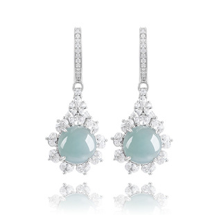 genuine goods natural A goods jade blue water egg surface earrings ice jade stone fashion simple ladies earrings earrings wholesale