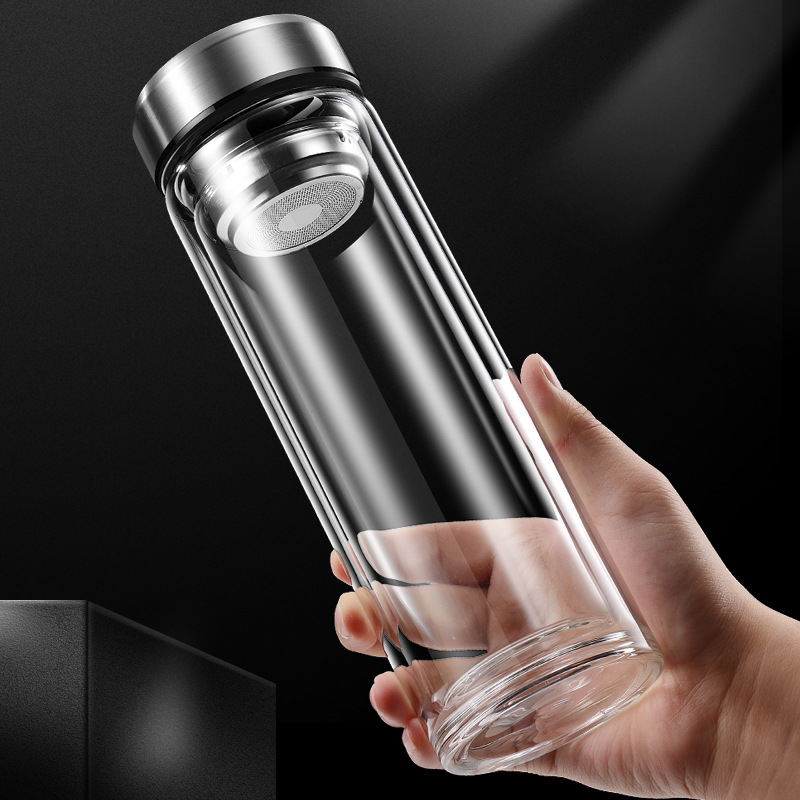 BB4C批發雙層大容量玻璃杯隔熱水杯專用茶杯車載便攜喝水男透