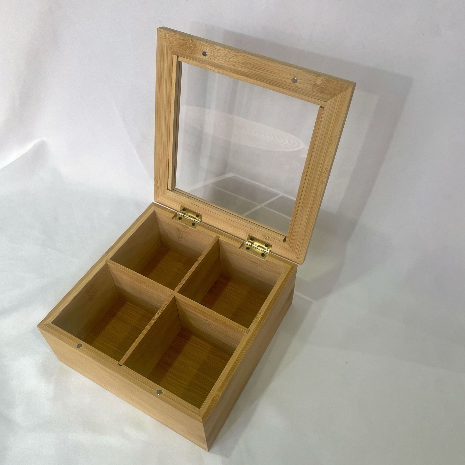 Caja Organizadora de Bambú para Bolsitas de Té, Transparente, para Escritorio