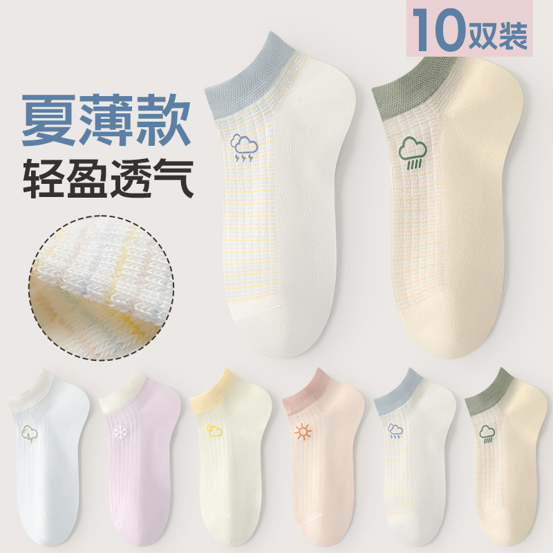 Cotton socks women's summer thin boneless deodorant non-slip heel boat socks dopamine versatile Japanese short socks