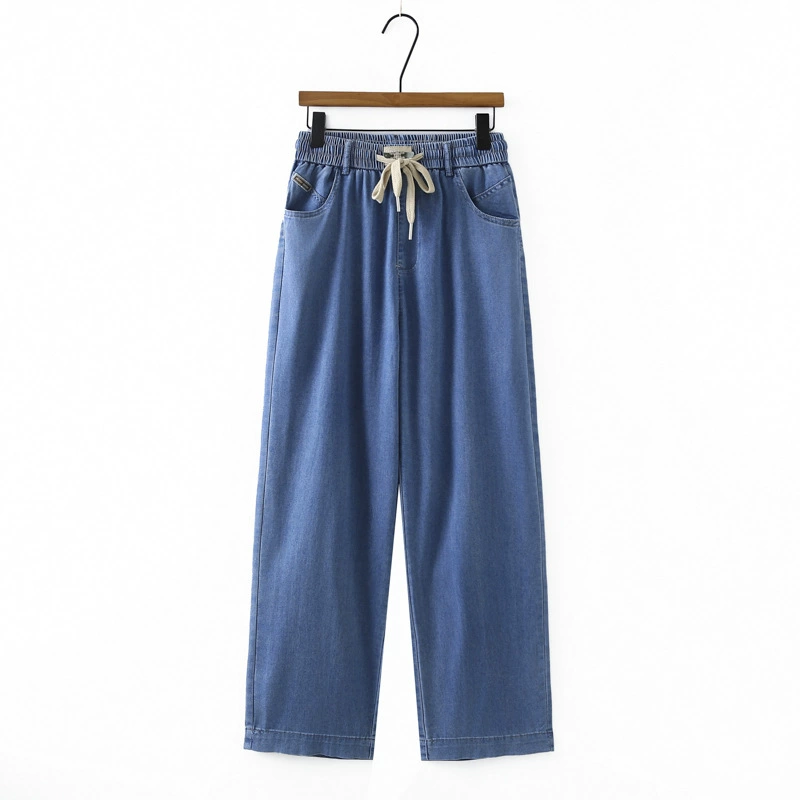 Женская одежда больших размеров Fat MM, новинка лета 2025, модные свободные универсальные широкие джинсы для похудения 279