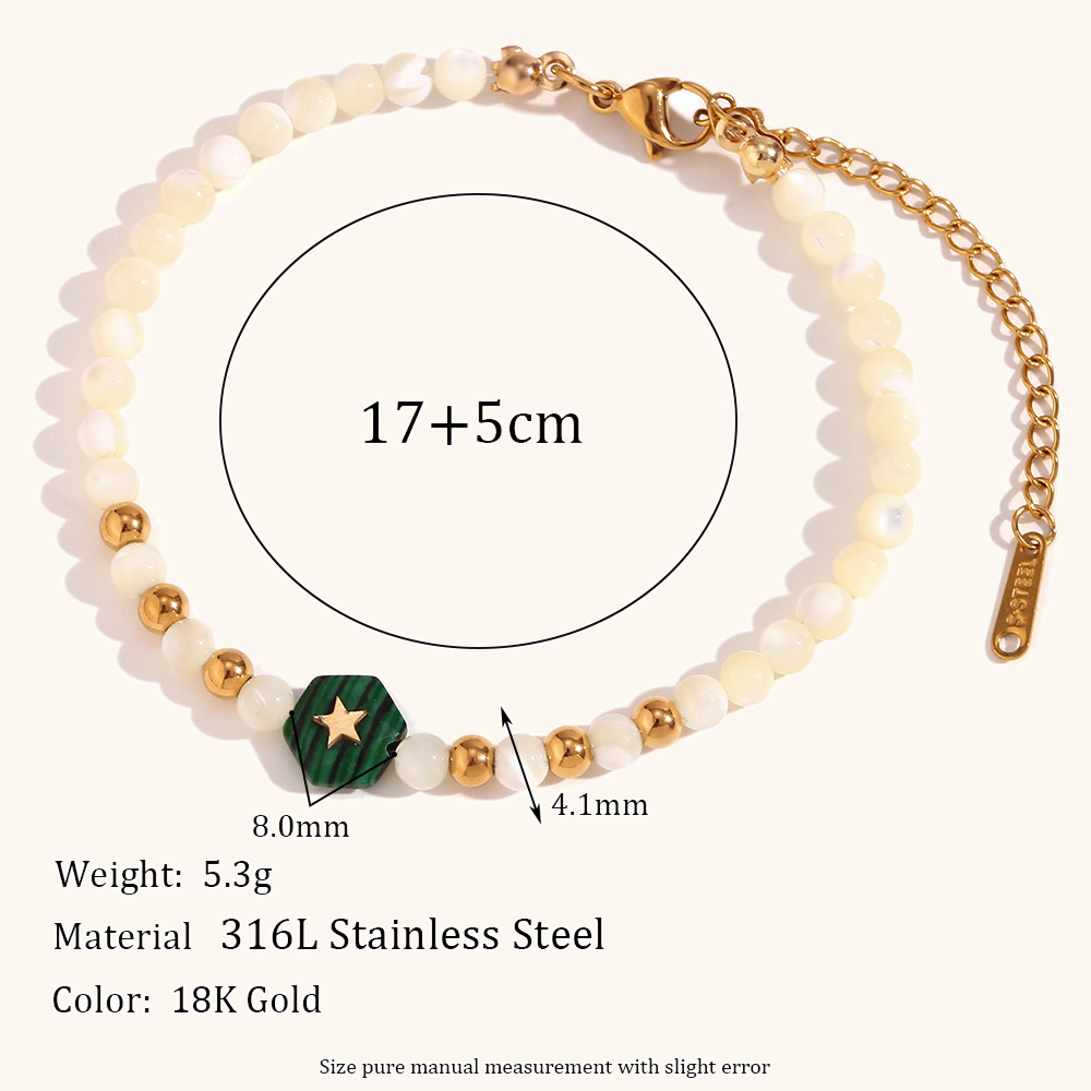 Simple Style Geometric Stainless Steel Artificial Pearl Natural Stone Beaded Plating Women's Bracelets display picture 2