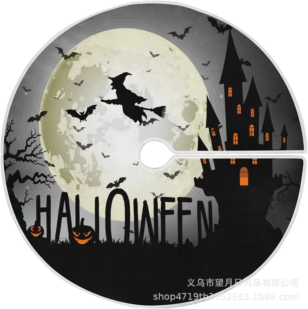 Кроссбордная сеkс Halloween елочная юбка новая фланелевая линя рождественские украшения тыква призрак летучая мышь черная кошка ведьма