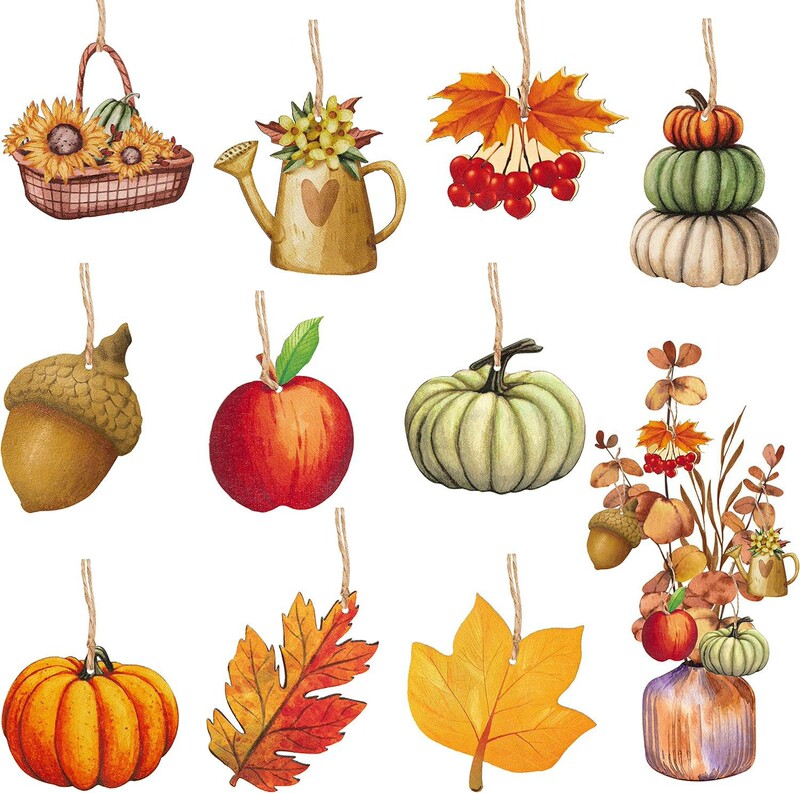 New Hanging Wooden Pumpkin Maple Leaf Decoration Pendant Thanksgiving Autumn Harvest Party Ceremony