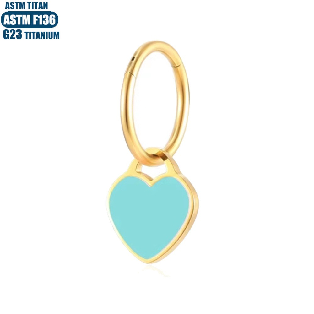 F136 Titanium Alloy Heart-shaped Pendant Earrings Seamless Opening Ring Tragus Cartilage Hoop for Women detail image 7